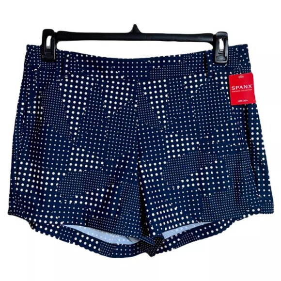 Spanx NWT Midnight Navy/White Polka Dot SUNSHINE Athletic Shorts, Size Medium - Picture 2 of 7